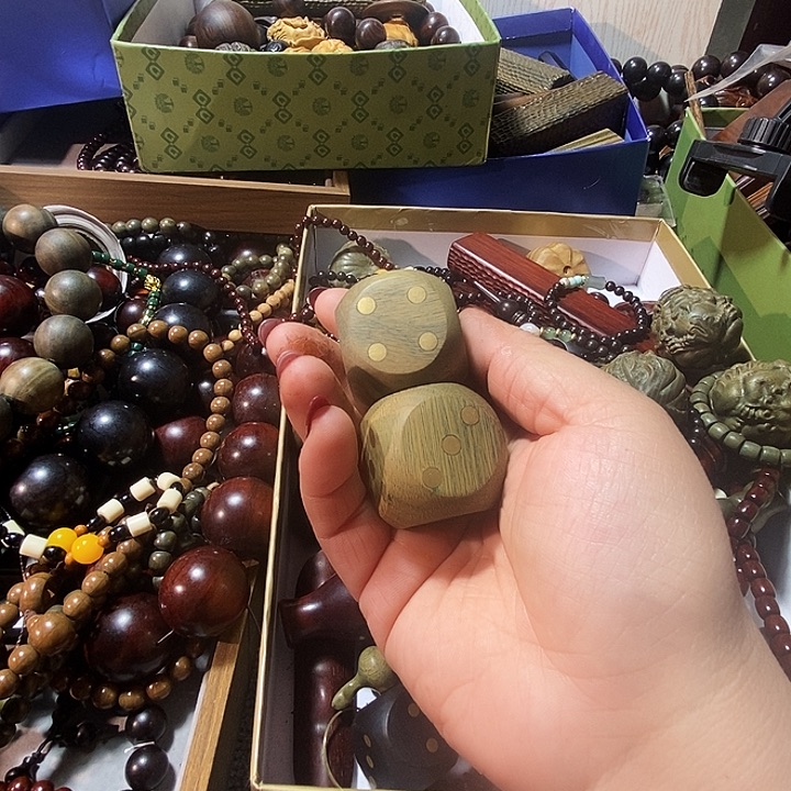 维腊木（绿檀）一对3.5直径