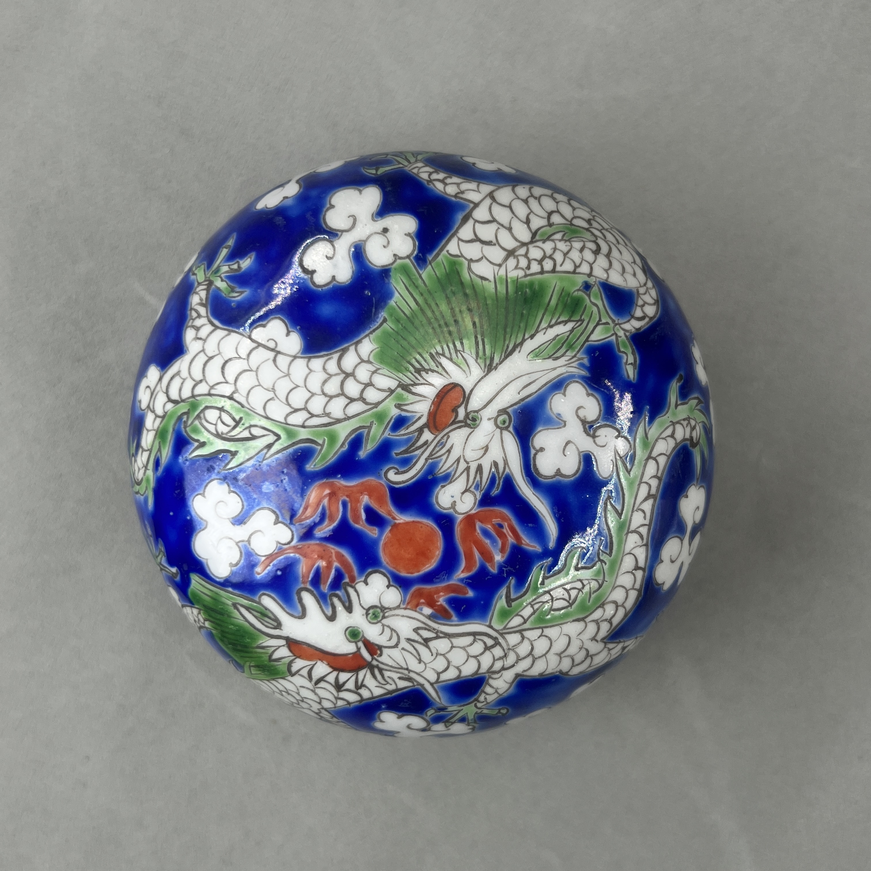 荣丰/民国粉彩龙纹印泥盒/微瑕/20241115004