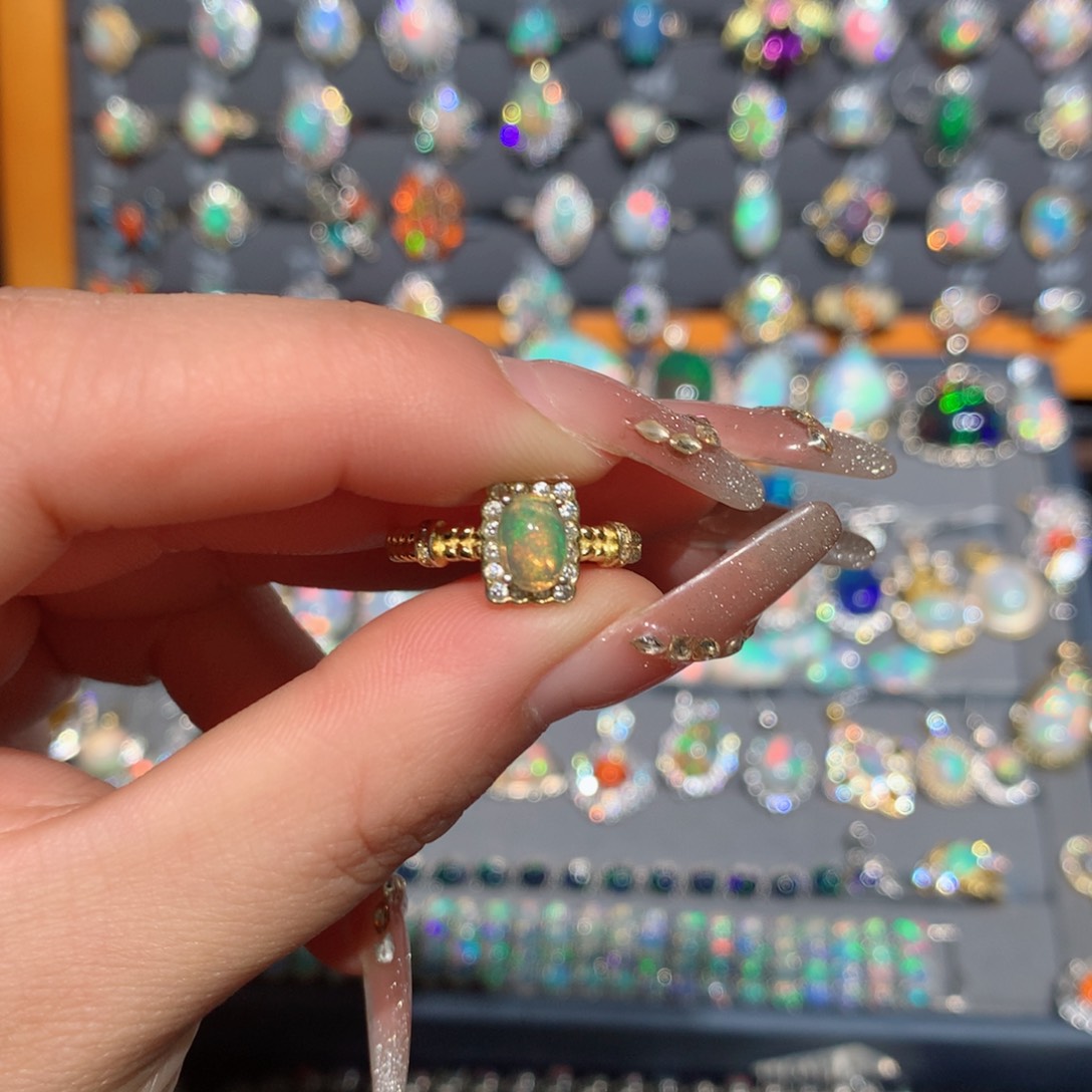 欧泊福利戒指银S925镶嵌