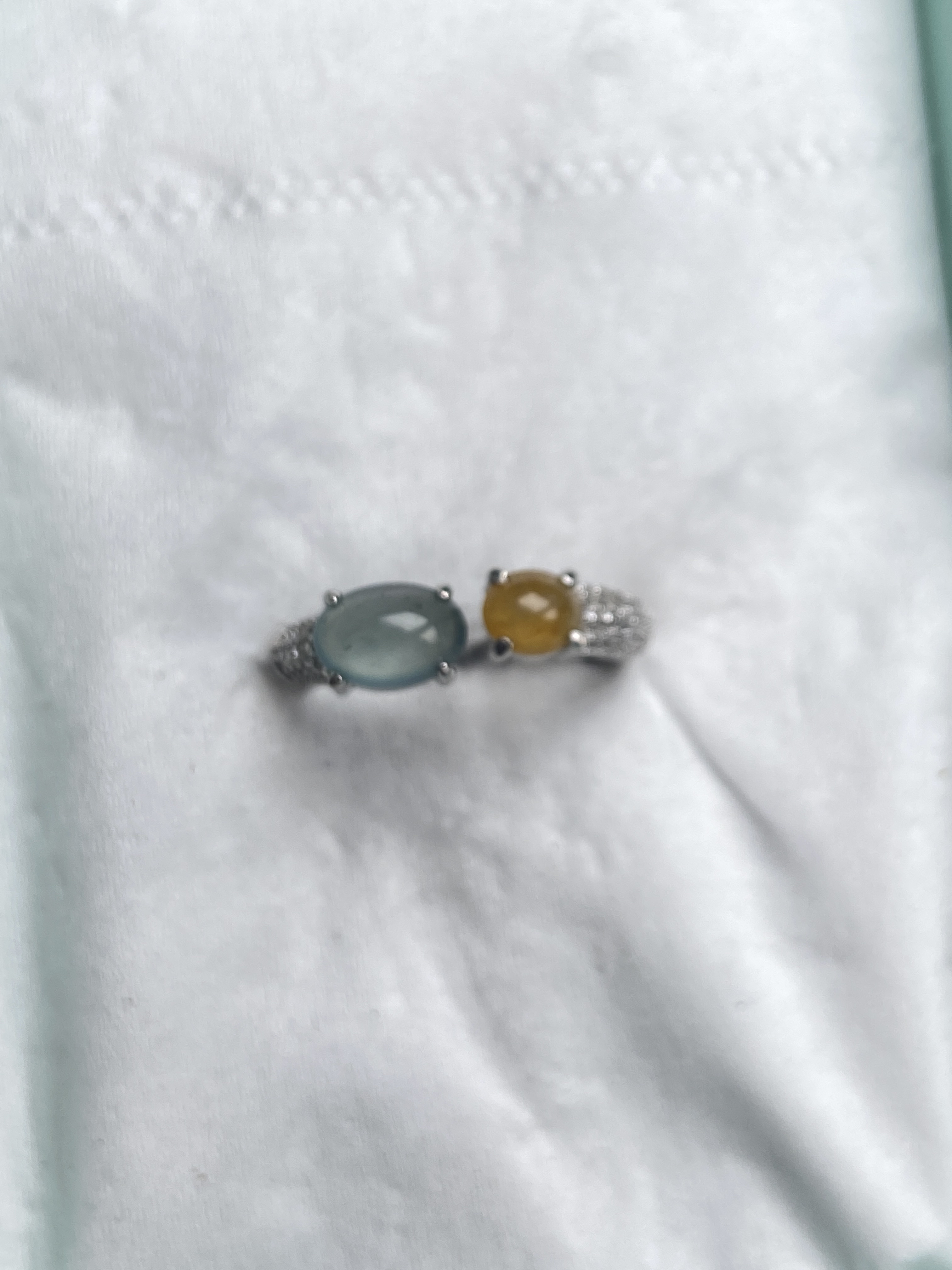 天然缅甸翡翠A货925银镶嵌冰双彩戒指