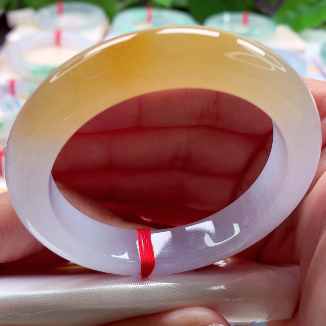 翡翠手镯未镶嵌师妹冰黄半山水行家货（6号）