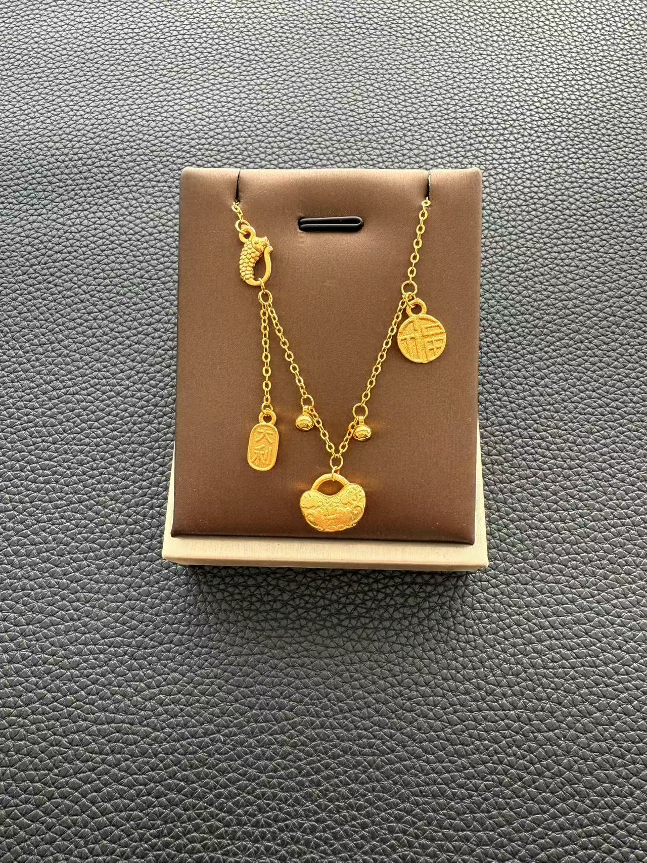 铜合金项链 铜合金项链  福字祥云锁  轻奢百搭锁骨链 