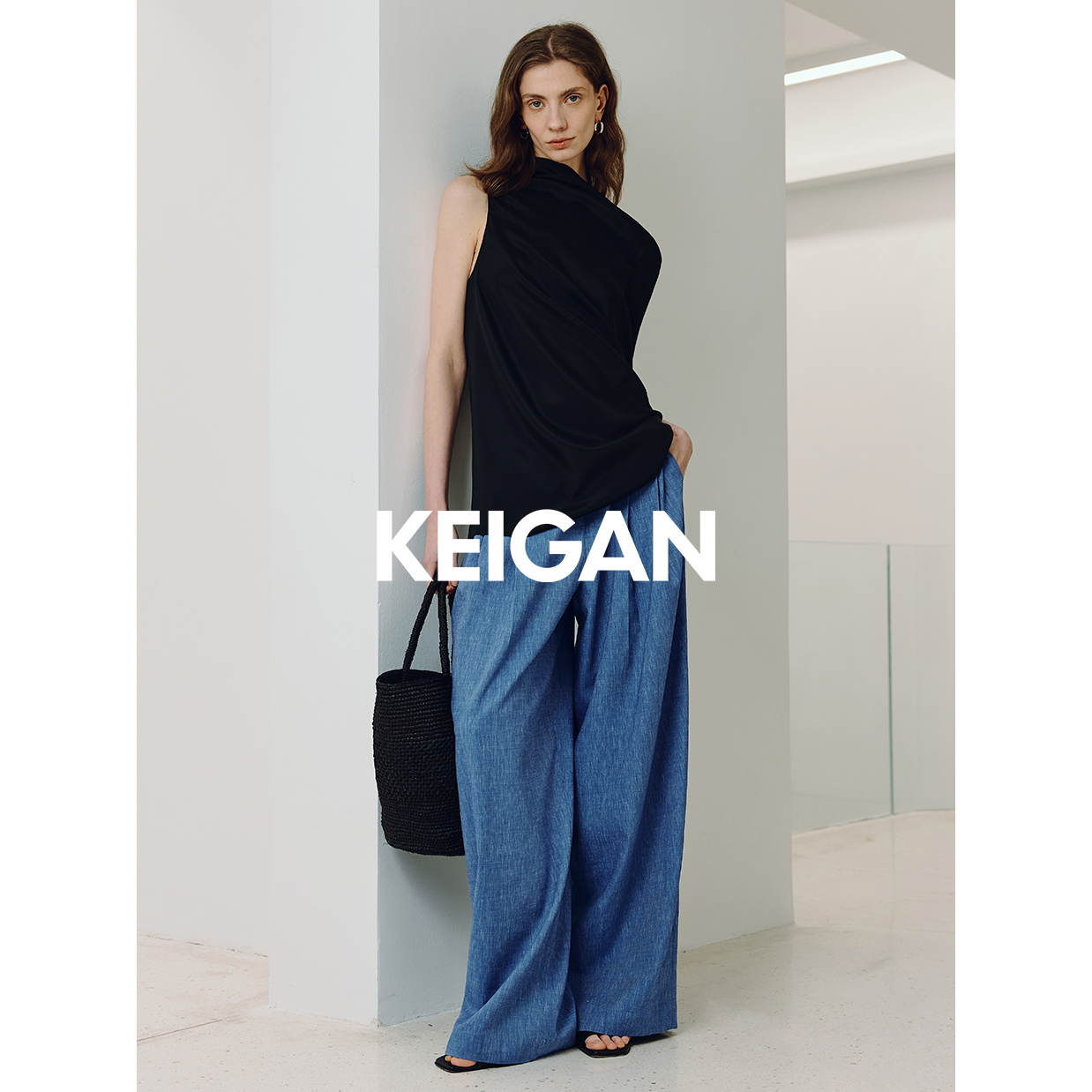 开间/强推B入日本进口亚麻柔软舒弹佰搭松弛松紧腰宽松直筒阔腿裤