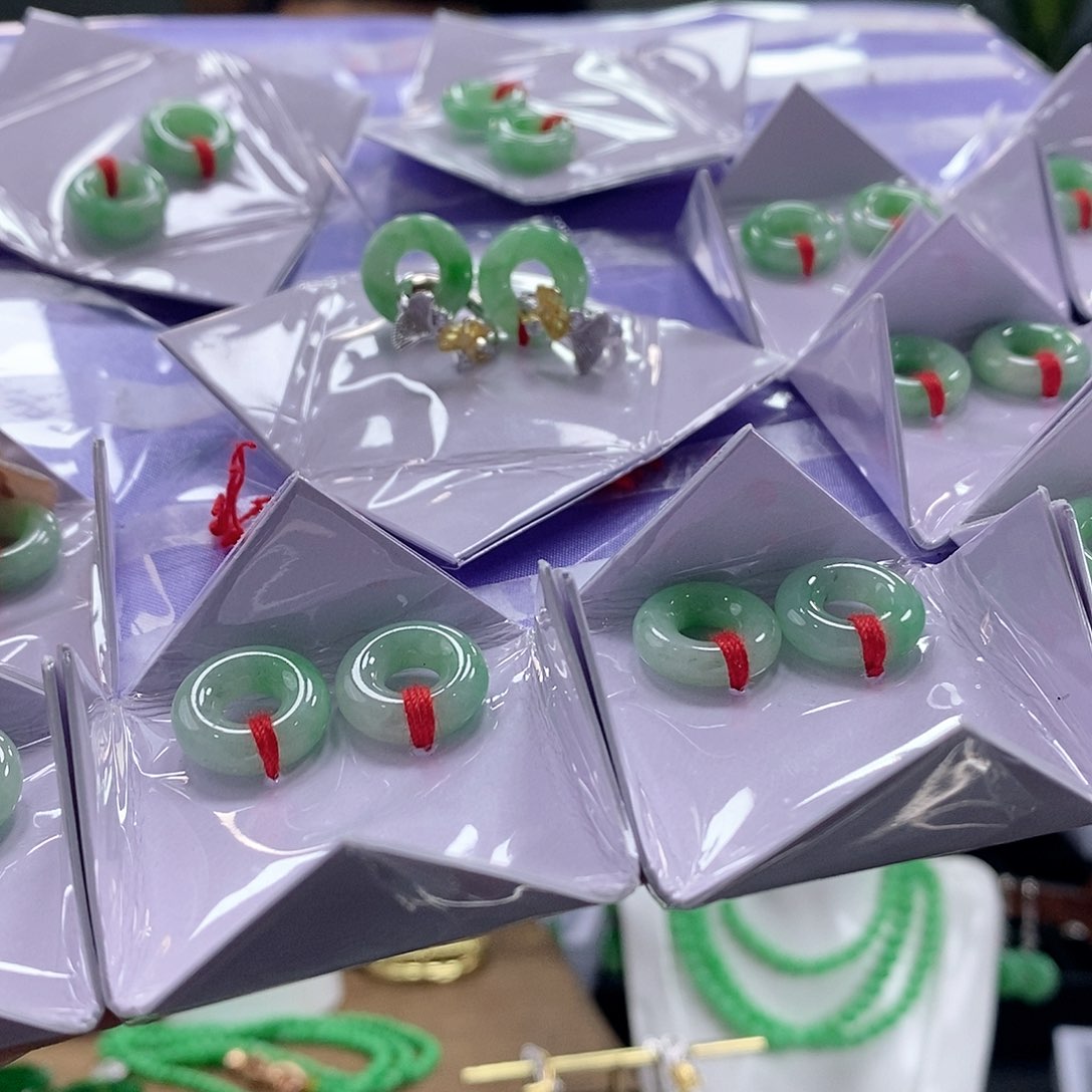 翡翠耳饰银S925镶嵌多样发其一