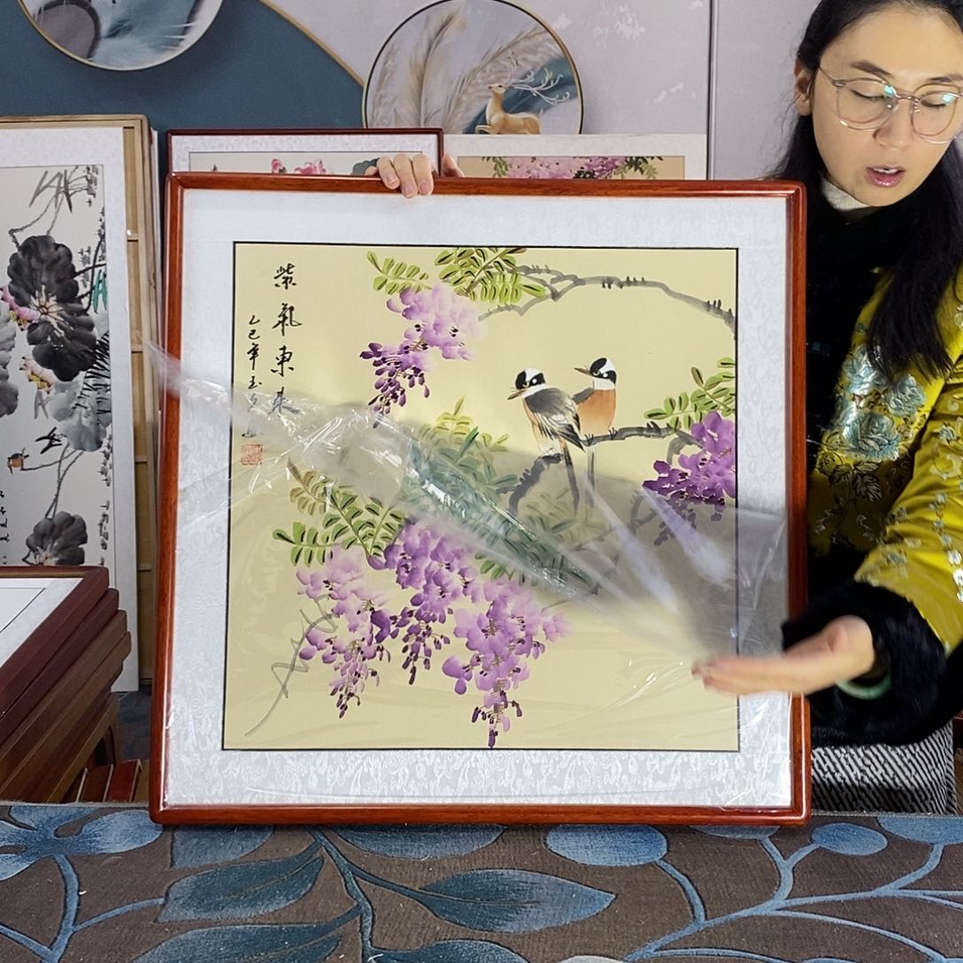 国画62✖️62厘米带框包邮国画作品