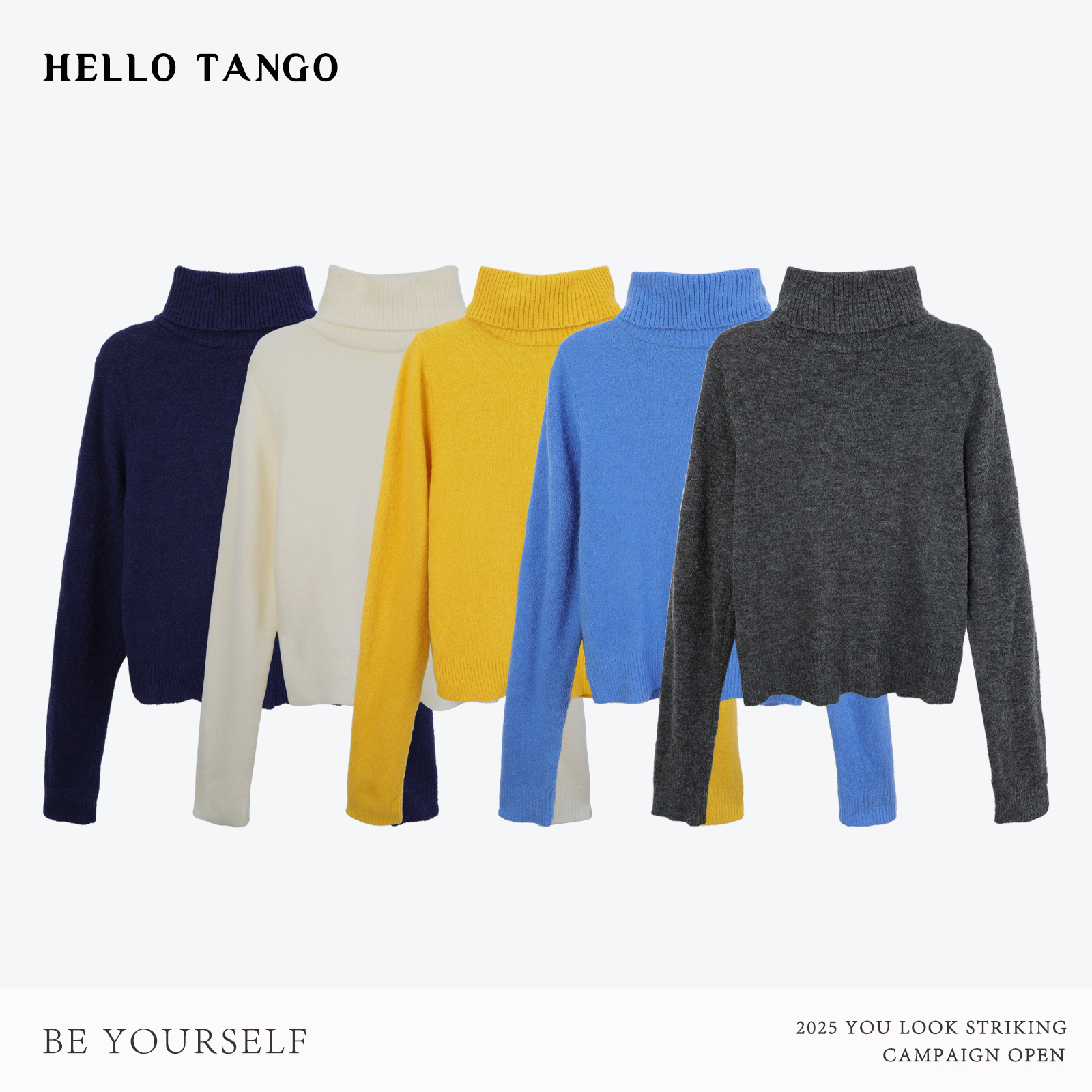 HELLOTANGO《随性姿态》秋冬复古简约高级感高领抗起球针织衫8363