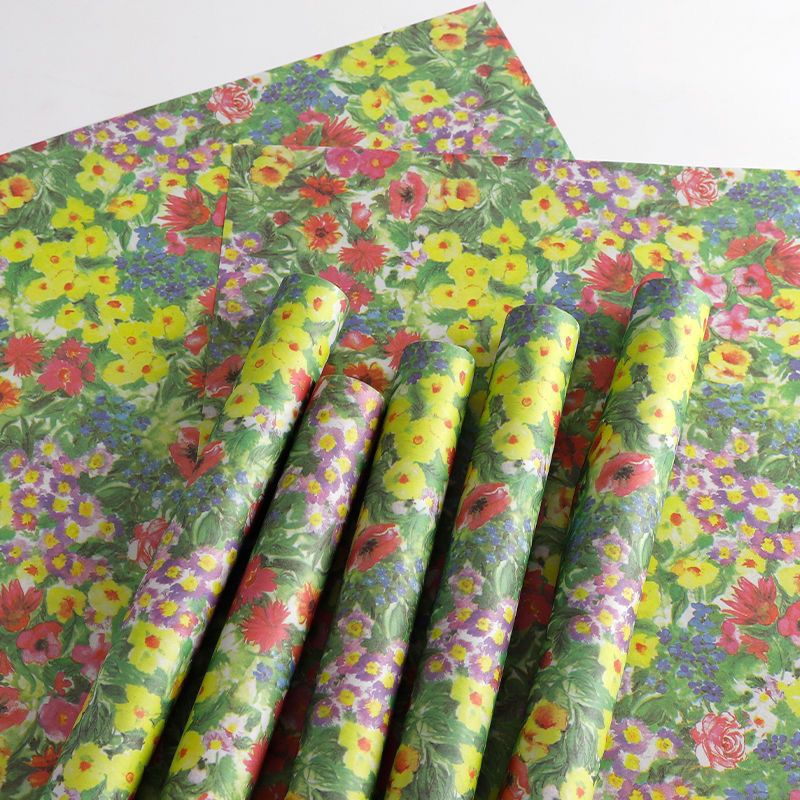 油画风莫奈花园牛皮纸复古礼物包装纸花店花艺资材