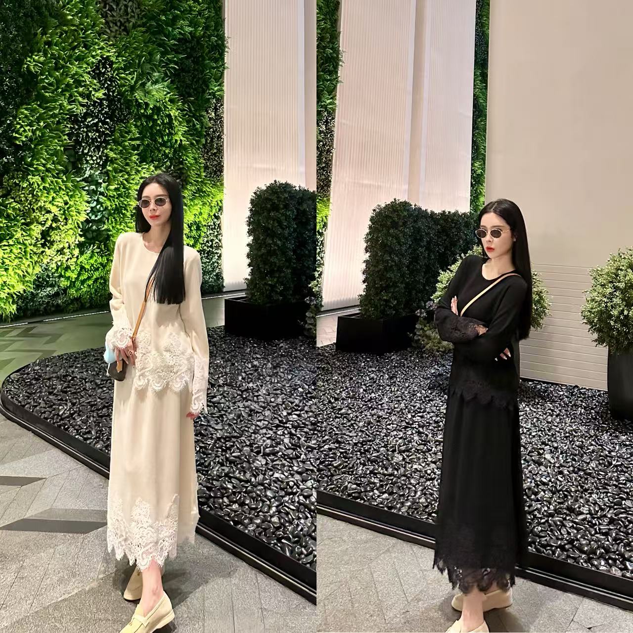 DL乐乐家【夏威夷午后】秋冬新款时尚气质显瘦长袖+裙子重工套装女