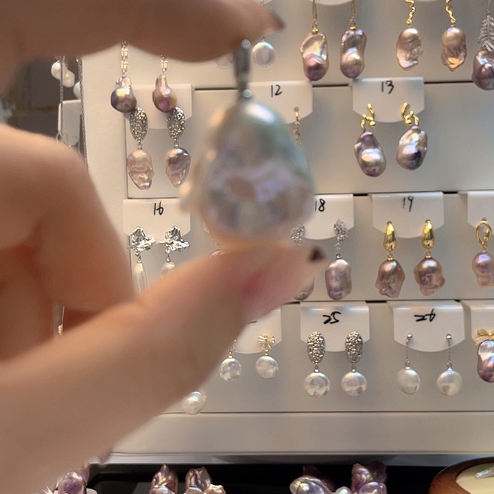 淡水珍珠耳饰银S925镶嵌