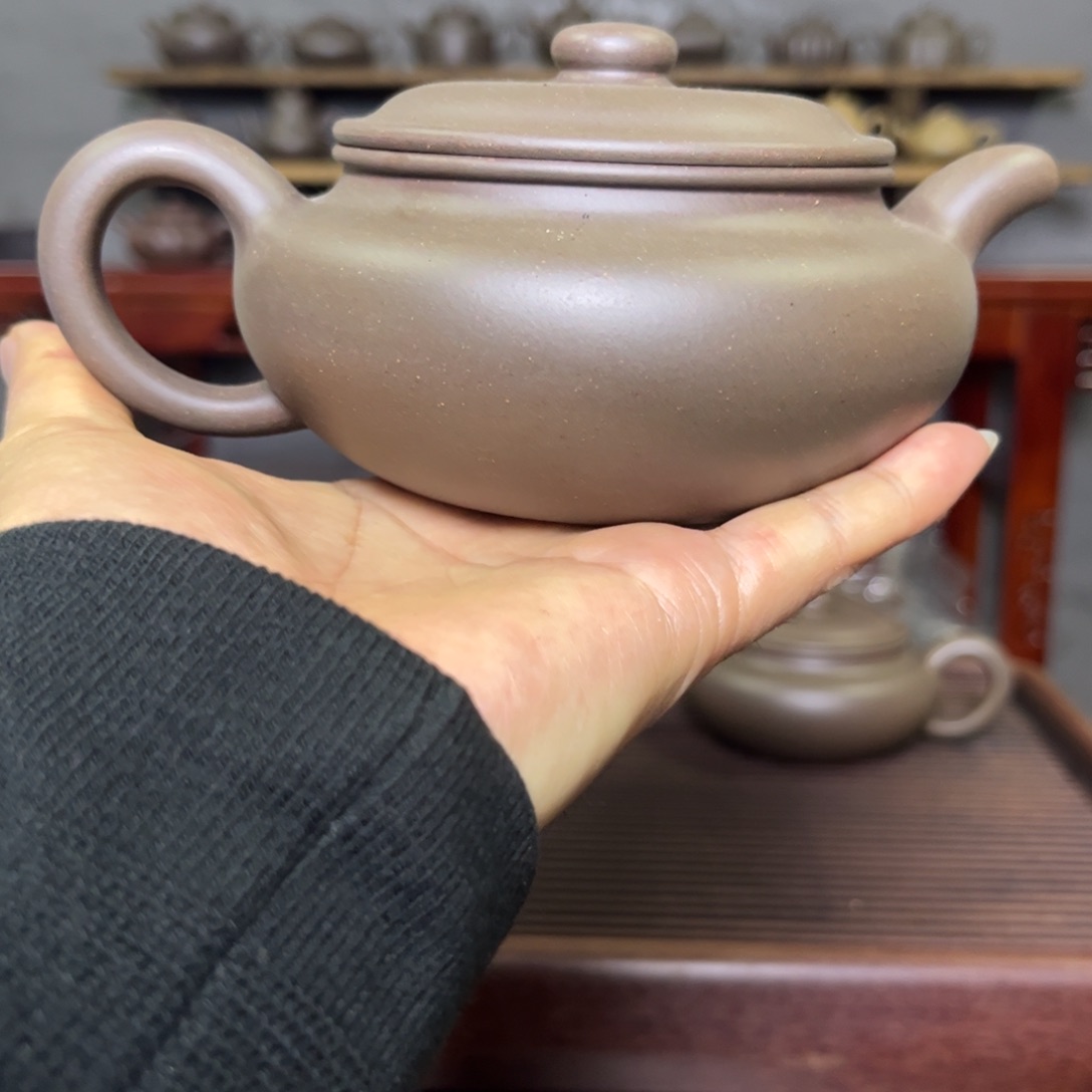 州***茶壶紫砂底槽青扁腹半手工