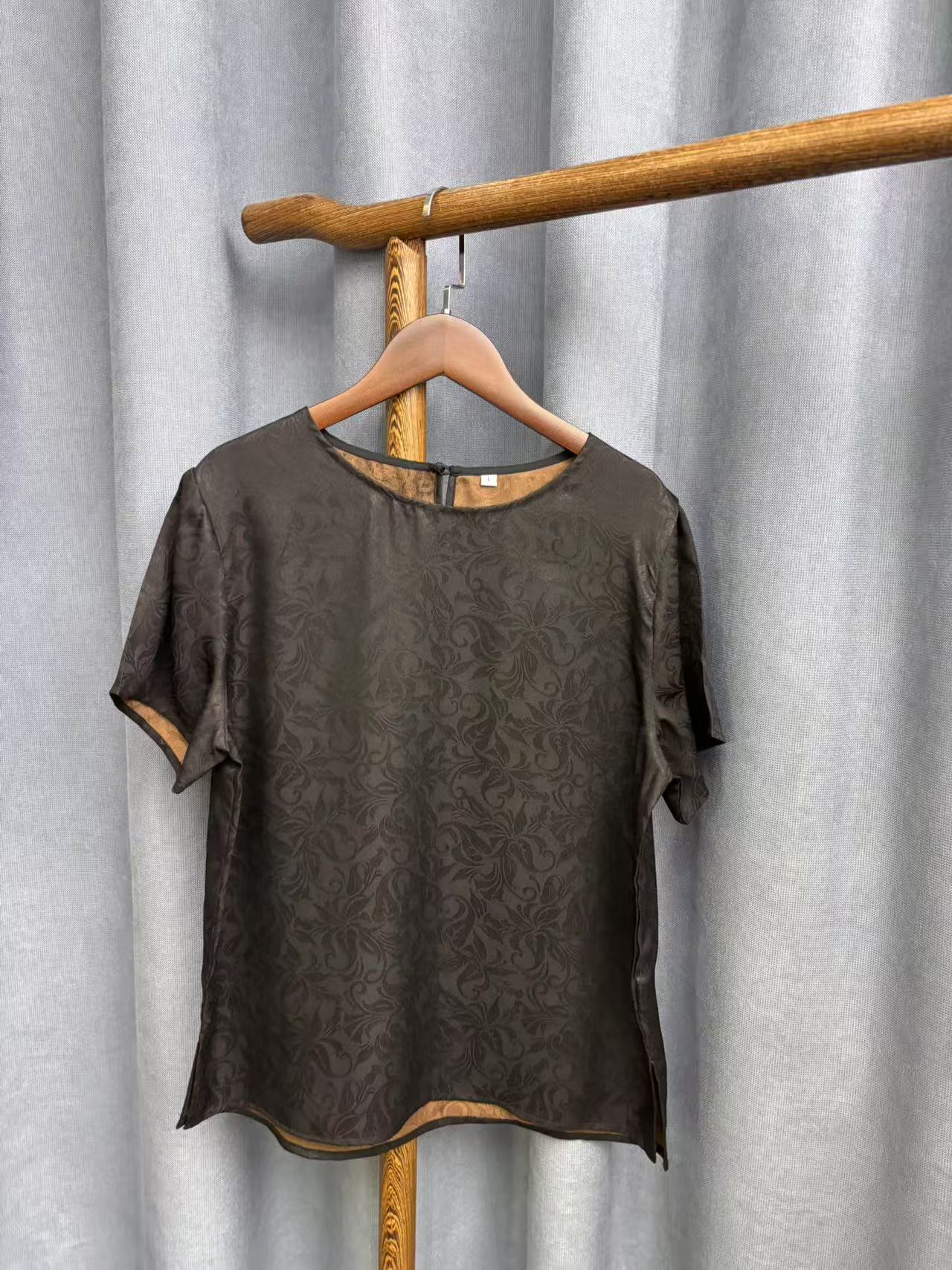 2025新款时尚休闲香云纱短袖圆领上衣A037