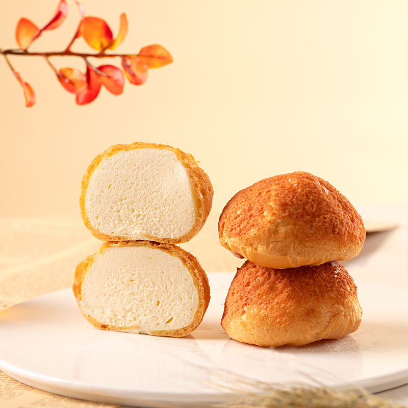 泡芙巧克力香草冰激凌甜品零食早餐夹心蛋糕点心士丹顿面包