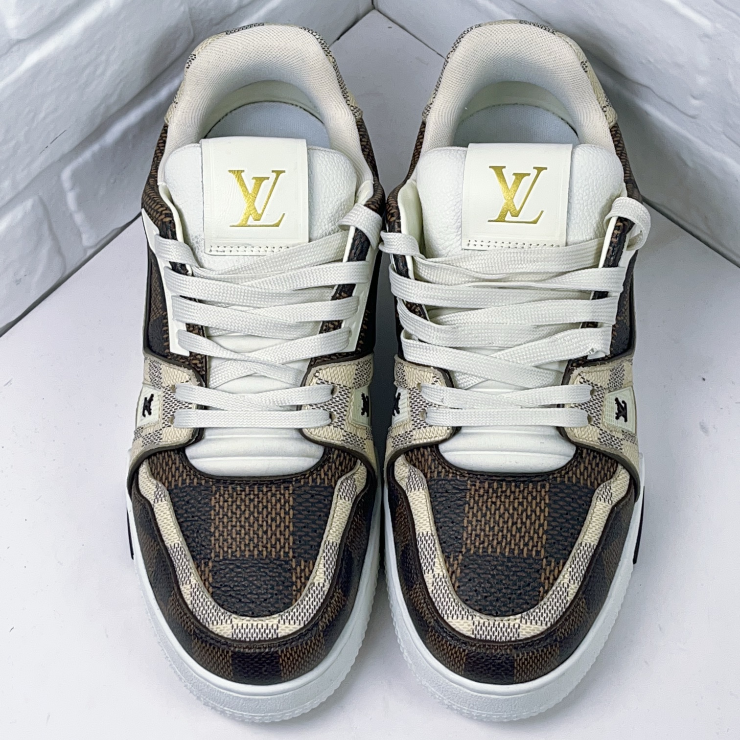99新 LouisVuitton/路易威登 trainer 摩卡棋盘格 欧码6码40码
