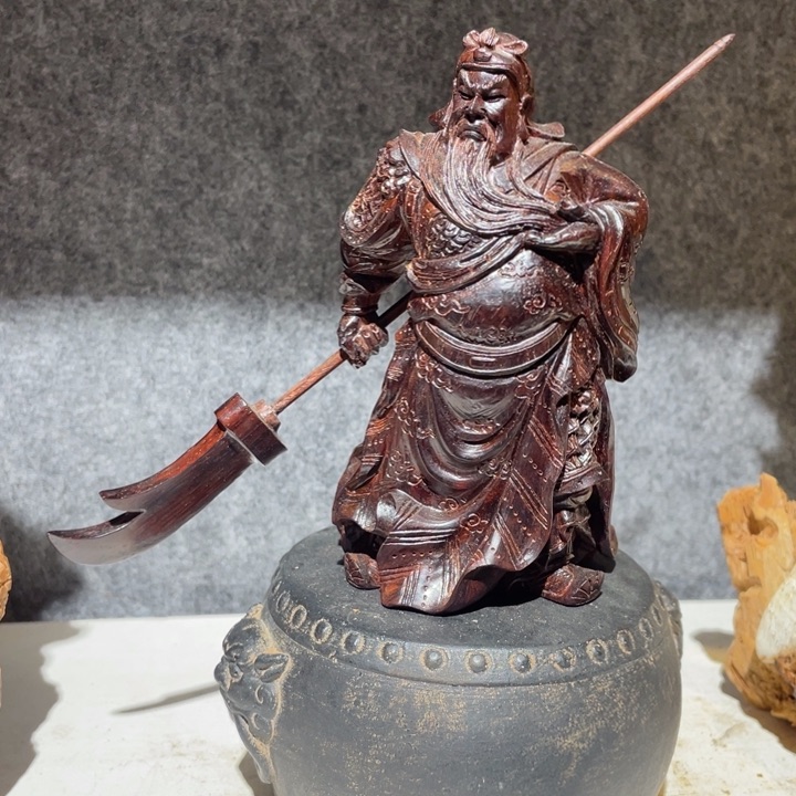 檀香紫檀（小叶紫檀）河**亚关二爷摆件