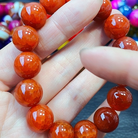 玛瑙/玉髓手链未镶嵌龙鳞开片14