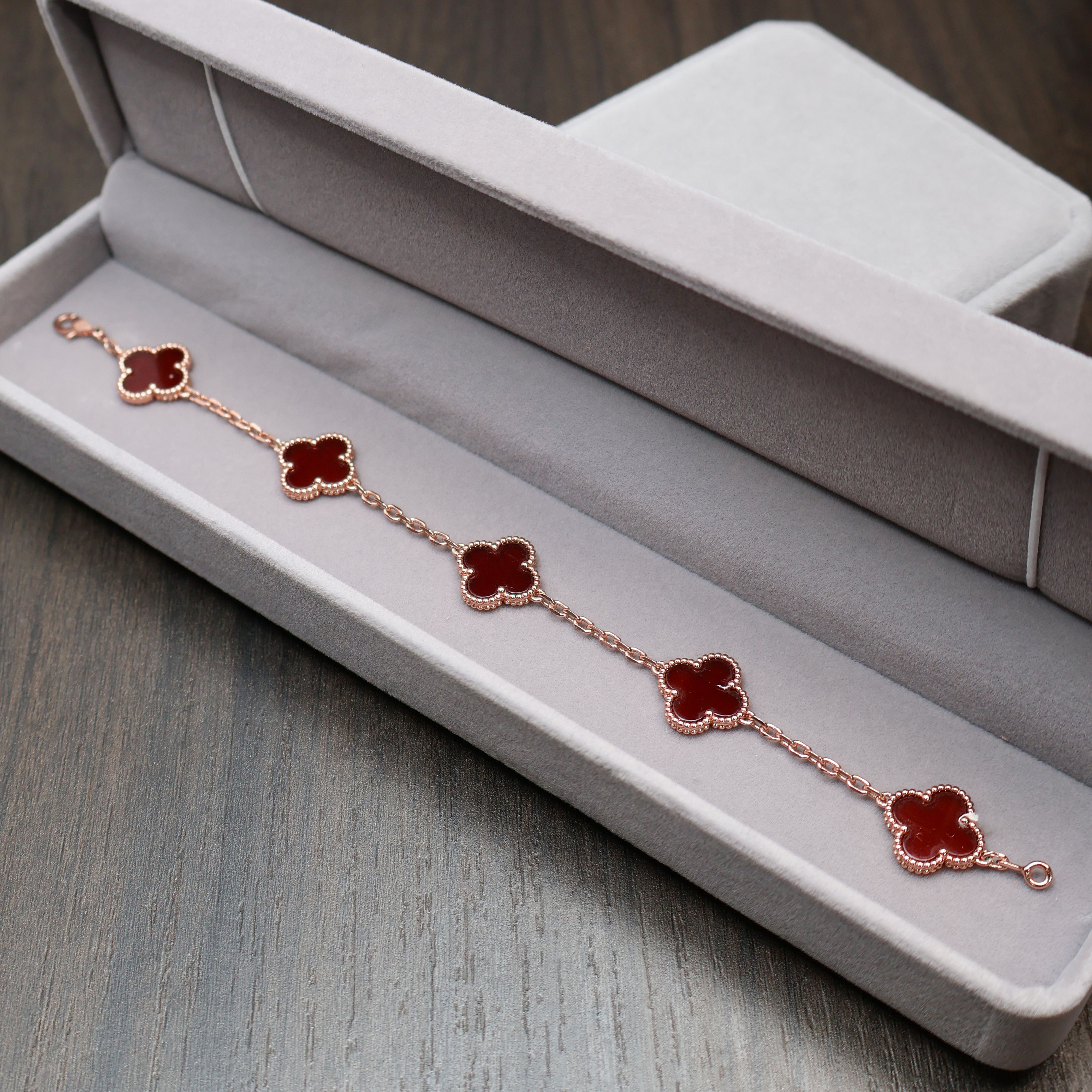 【梵璇珠宝】18k金 红五花手链k红【粗链条薄花瘦花】