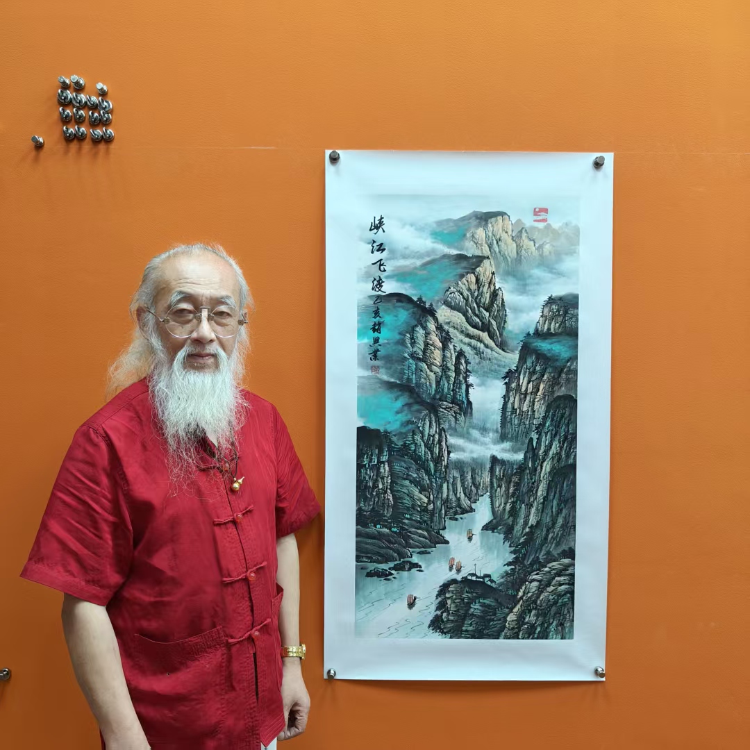 赵兴业《峡江飞渡》三尺竖 托裱 100*55cm -古墨堂3