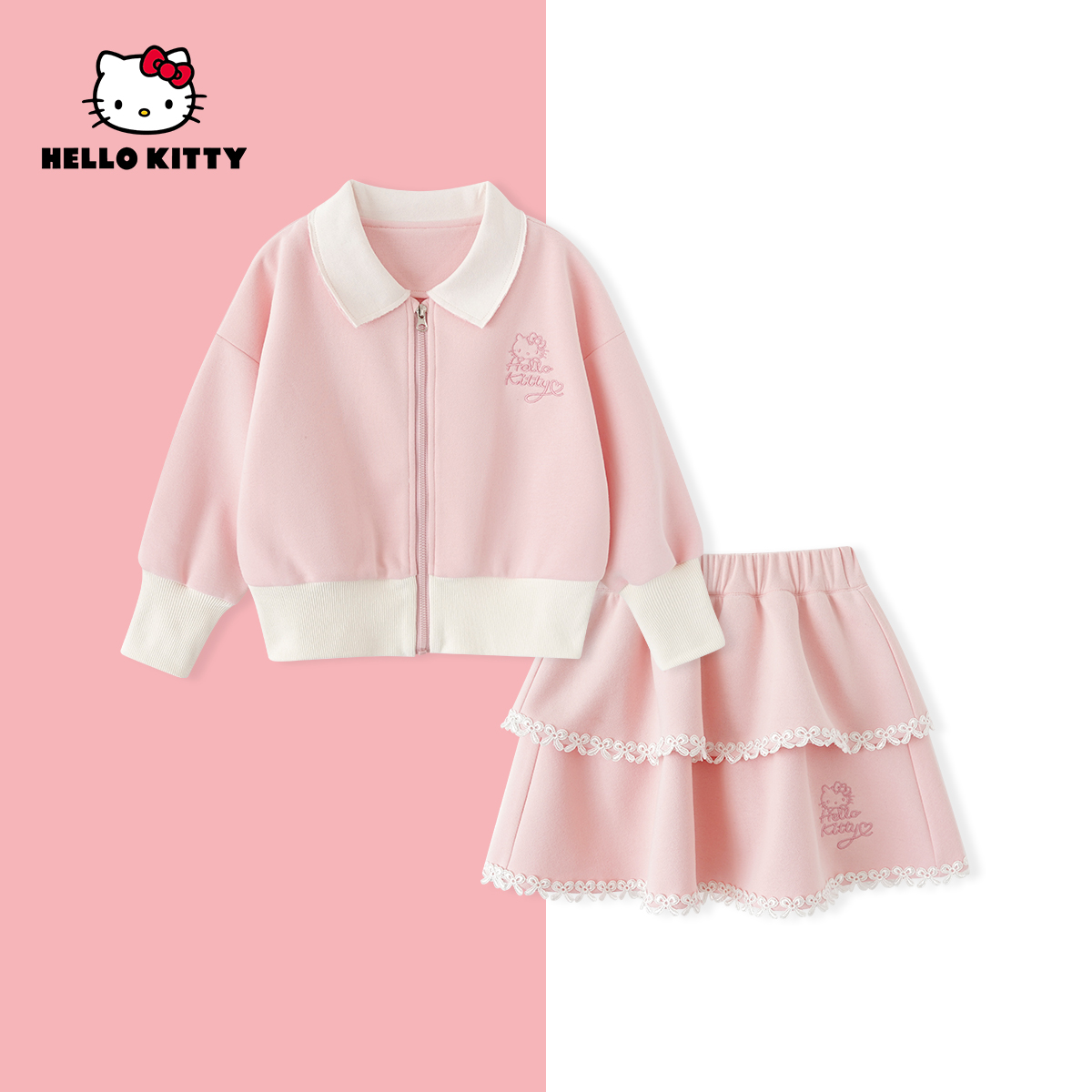 HelloKitty春季新款女童装甜妹洋气套装裙女宝套装AC5120ZC087 AD