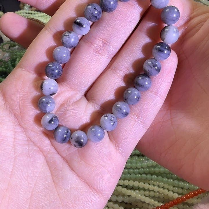 和田玉未镶嵌手链青花意境珠8mm