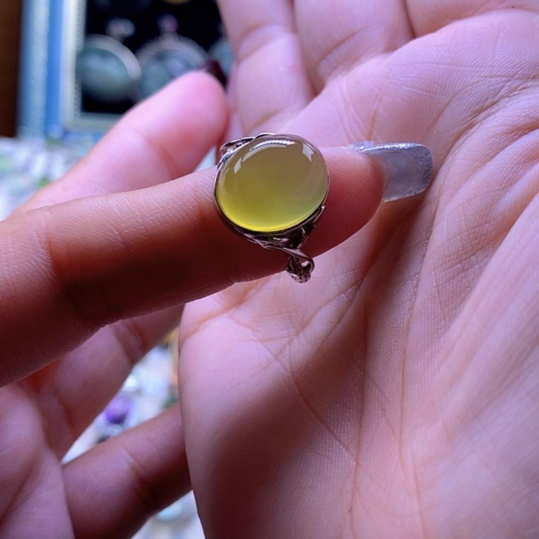 ω***、岫玉银S925镶嵌戒指