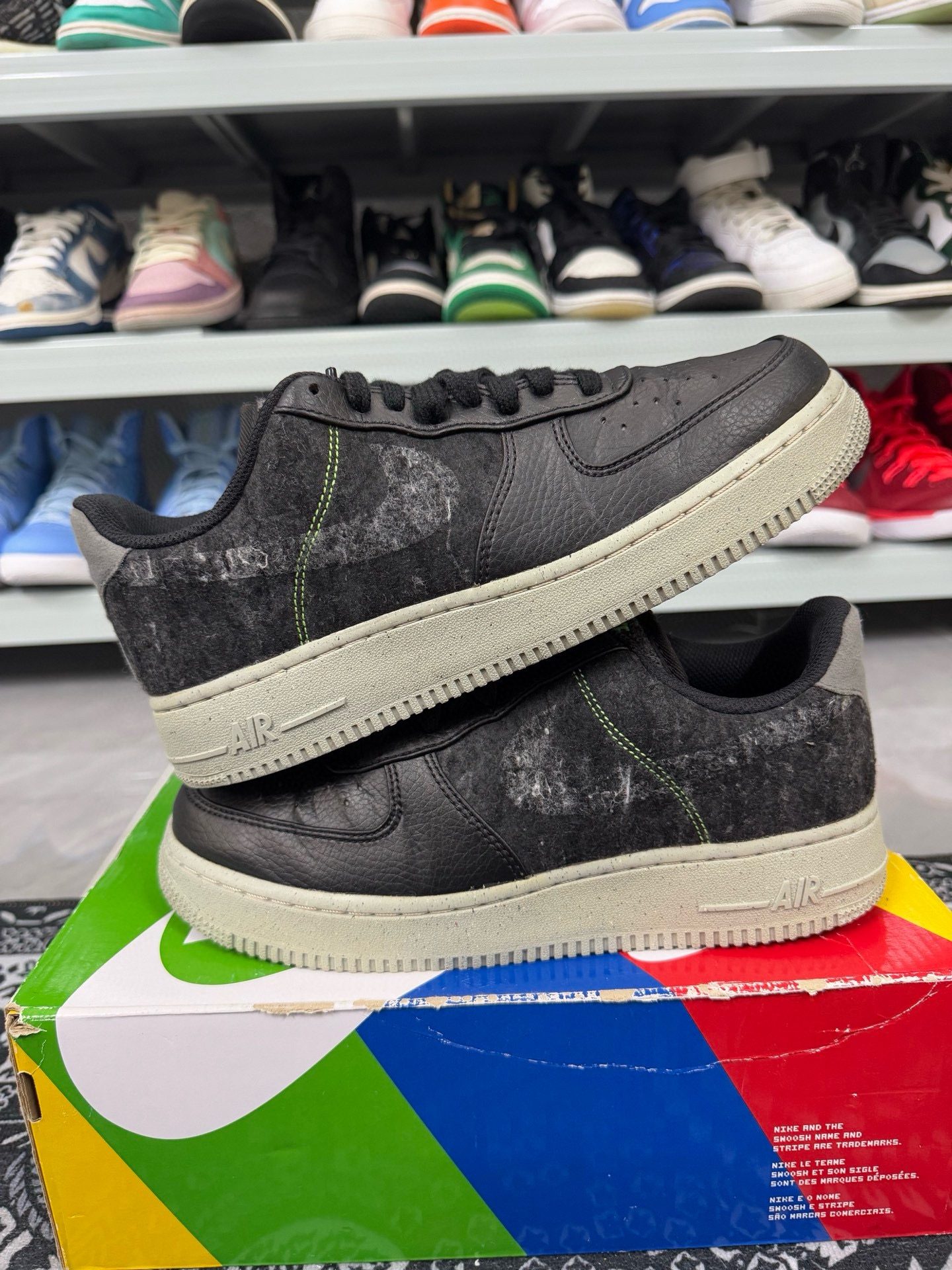 90新 MM6 40.5码/af1黑绿休闲鞋/二手正品