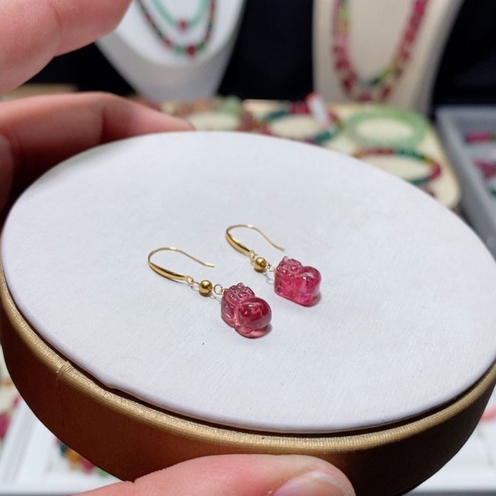 碧玺碧玺耳钩18K金镶嵌碧玺耳钩