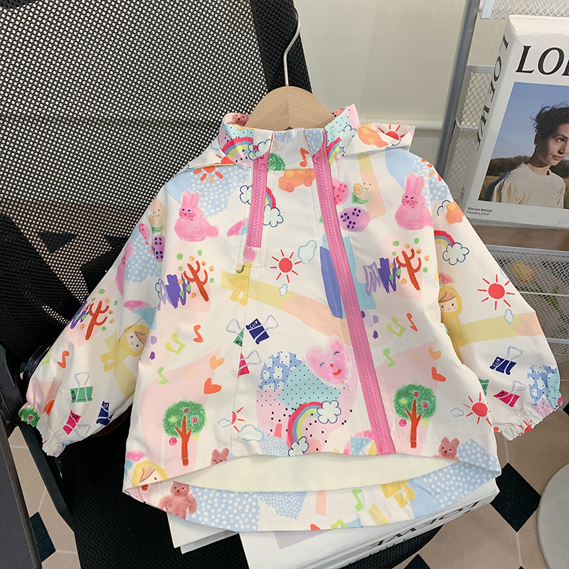 【米家原创】女童外套春秋款2025新款洋气连帽上衣小童秋装冲锋衣