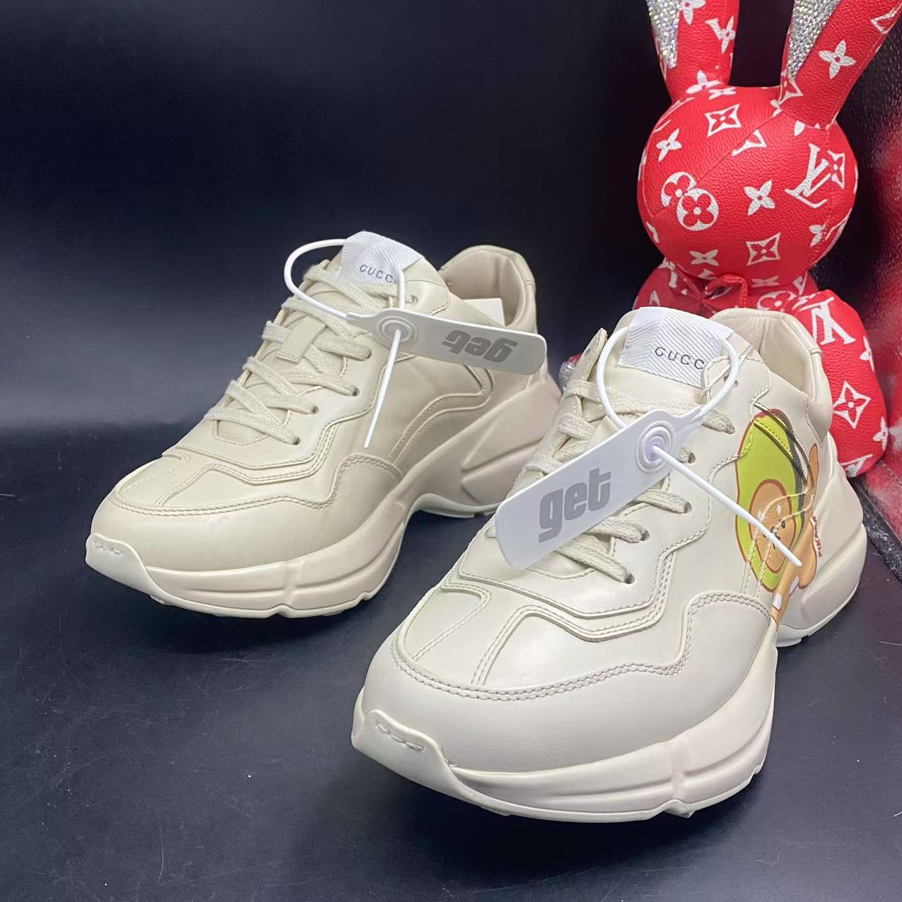 99新 GUCCI/古驰 【聚星优选】米白色奇异果小狗老爹鞋39码ddm1913