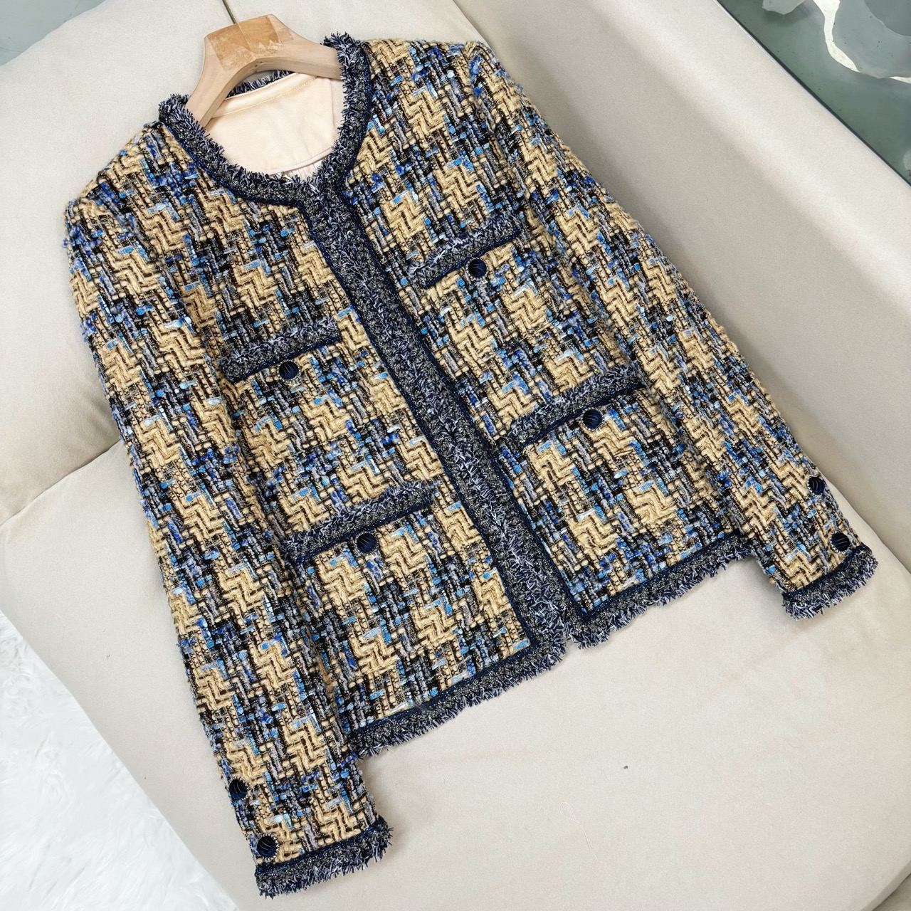 妖蓝 粗花呢编织 小香风外套 70643