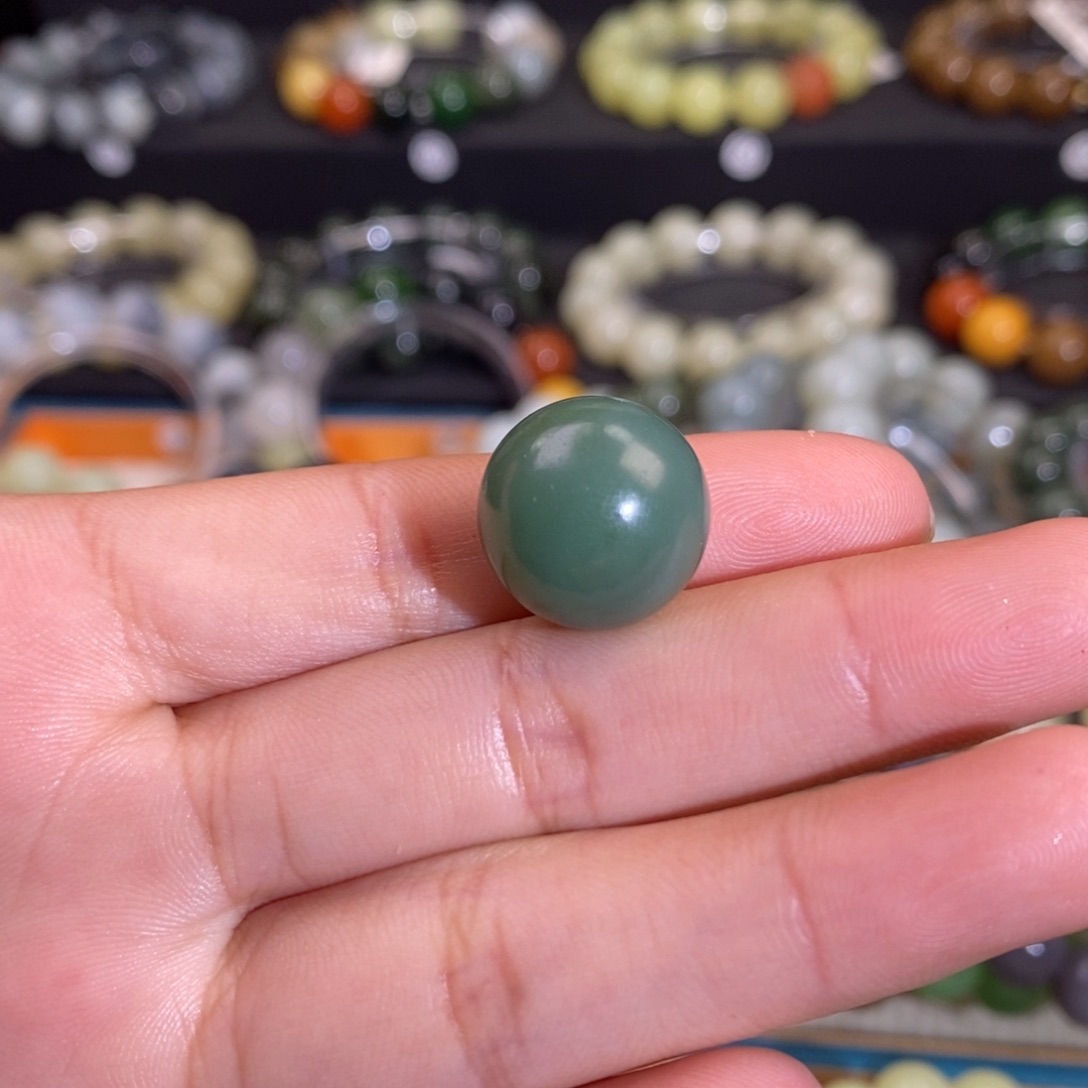 和田玉手串未镶嵌W 卡16碧单珠