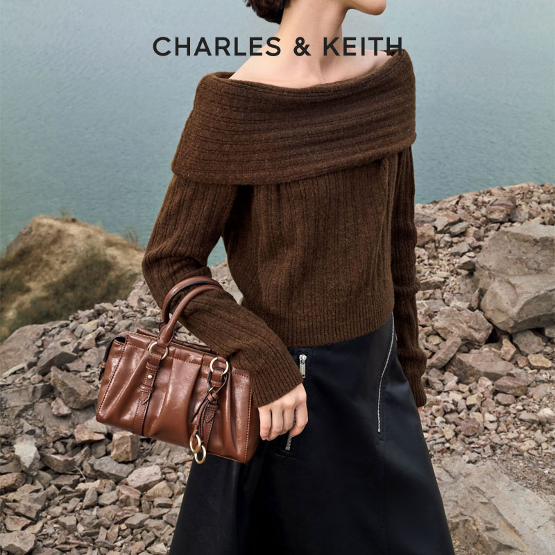 CHARLES & KEITH【流光风】25冬款风吟系列复古波士顿包女30671820