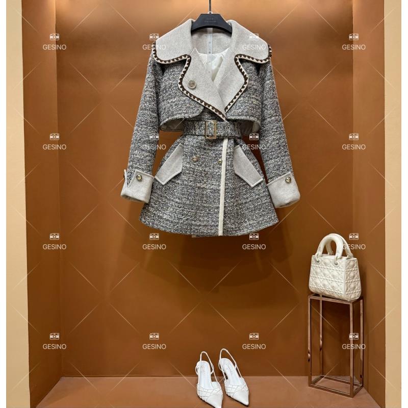 【关关】秋冬气质小香风时尚设计师中长款外套 QD-2025072