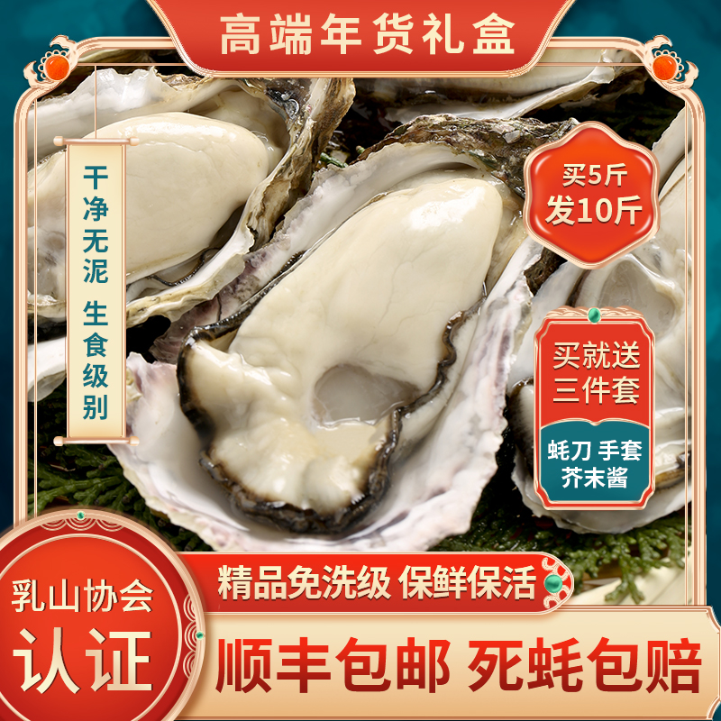 【喵小浪海鲜礼盒】乳山三倍体生蚝鲜活顺丰10斤刺身级乳山生蚝