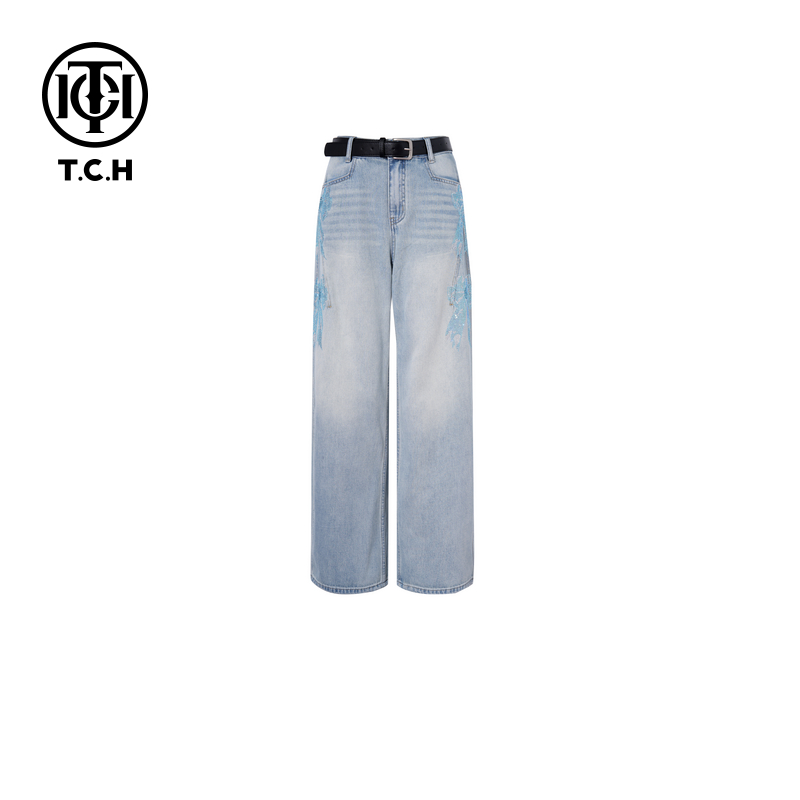 TCH私服新款烫钻工艺时尚休闲百搭牛仔裤女T75A20E5165轻奢tch