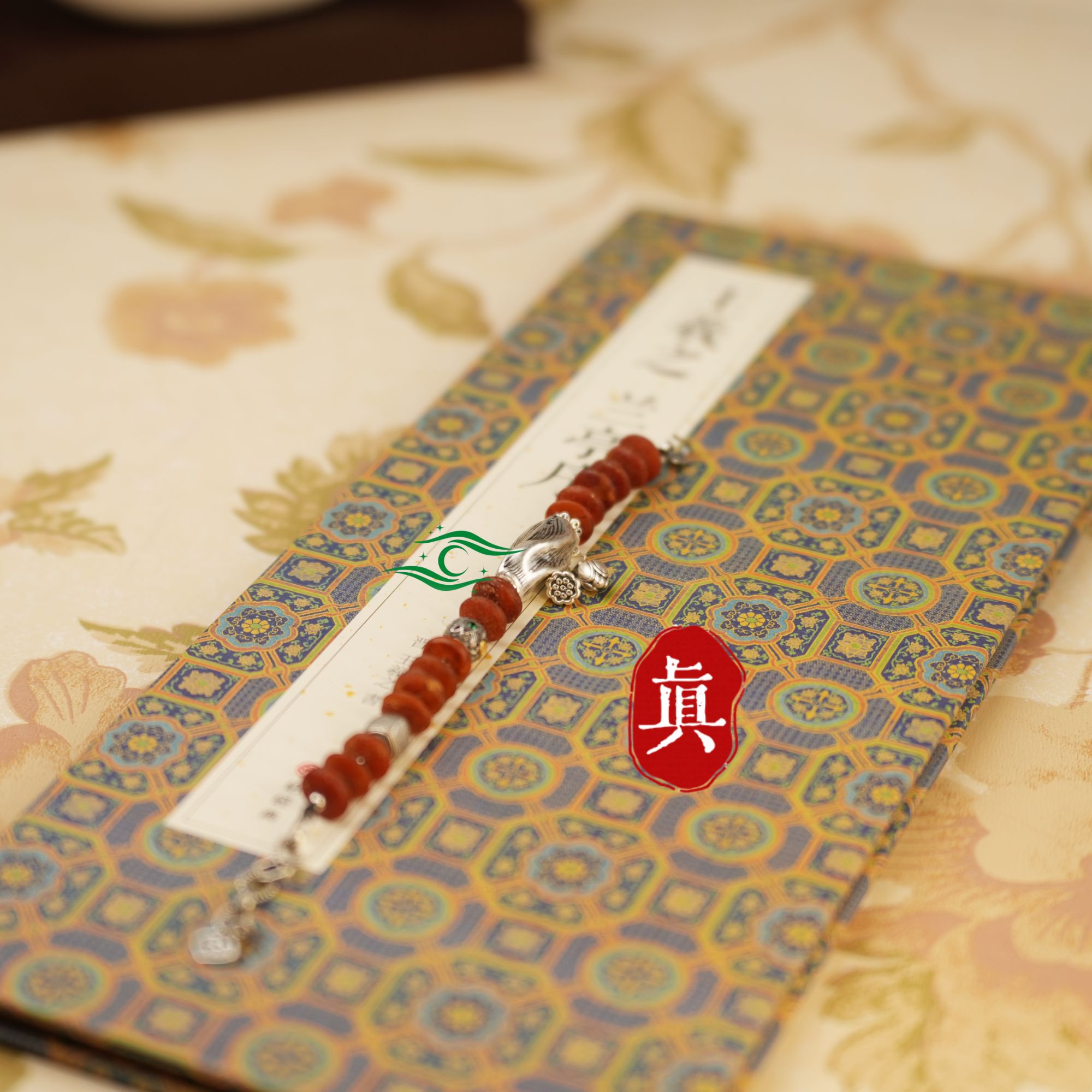 925银手链  【莲坠】蜜拉柿子红手链手工复古手串 星