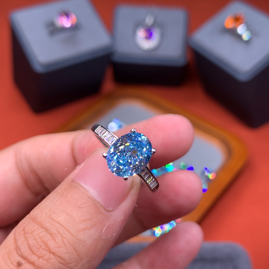 戒圈海蓝宝石银S925镶嵌1112