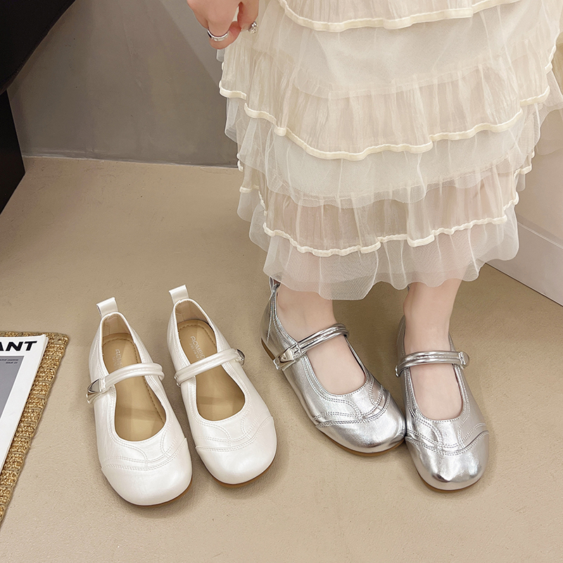平底浅口单鞋女2025夏季新款配裙子百搭魔术贴仙女风法式玛丽珍鞋