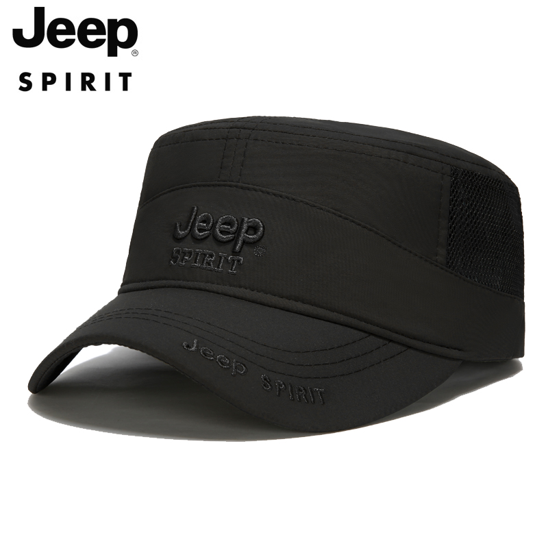 JEEP SPIRIT 吉普平顶帽男夏季遮阳速干清凉网帽大头围休闲太阳帽