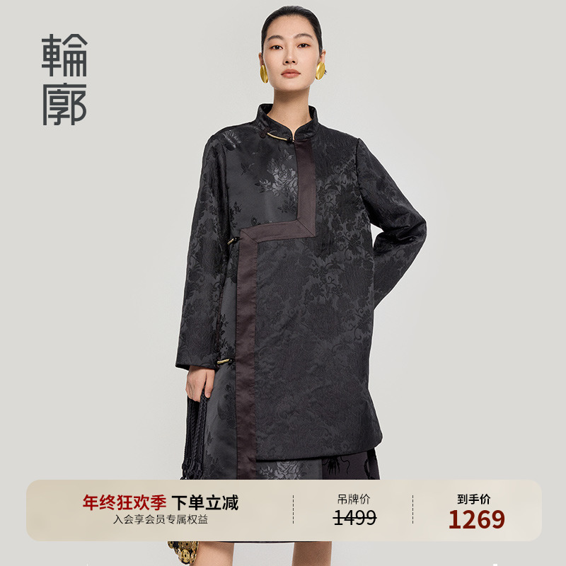 轮廓吉顺国风新中式复古风衣酷飒风女装高级感外衣黑色女L251Y020