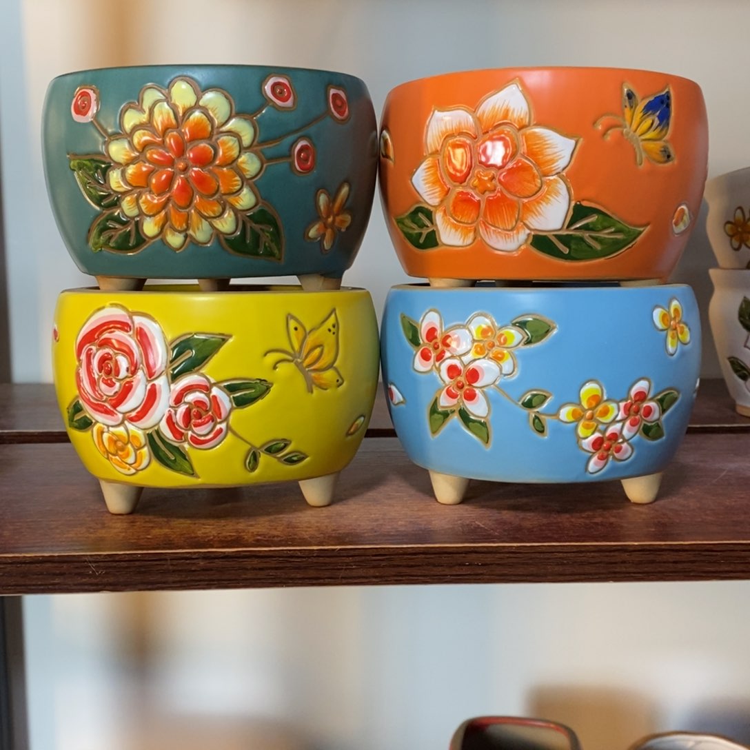 红陶韩式多肉植物花盆