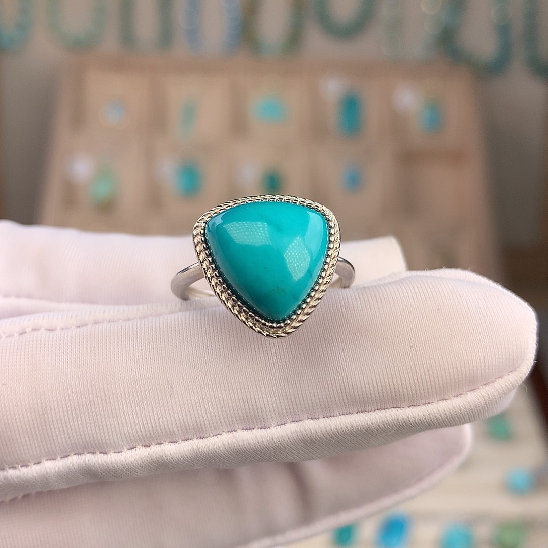 绿松石银S925镶嵌戒指