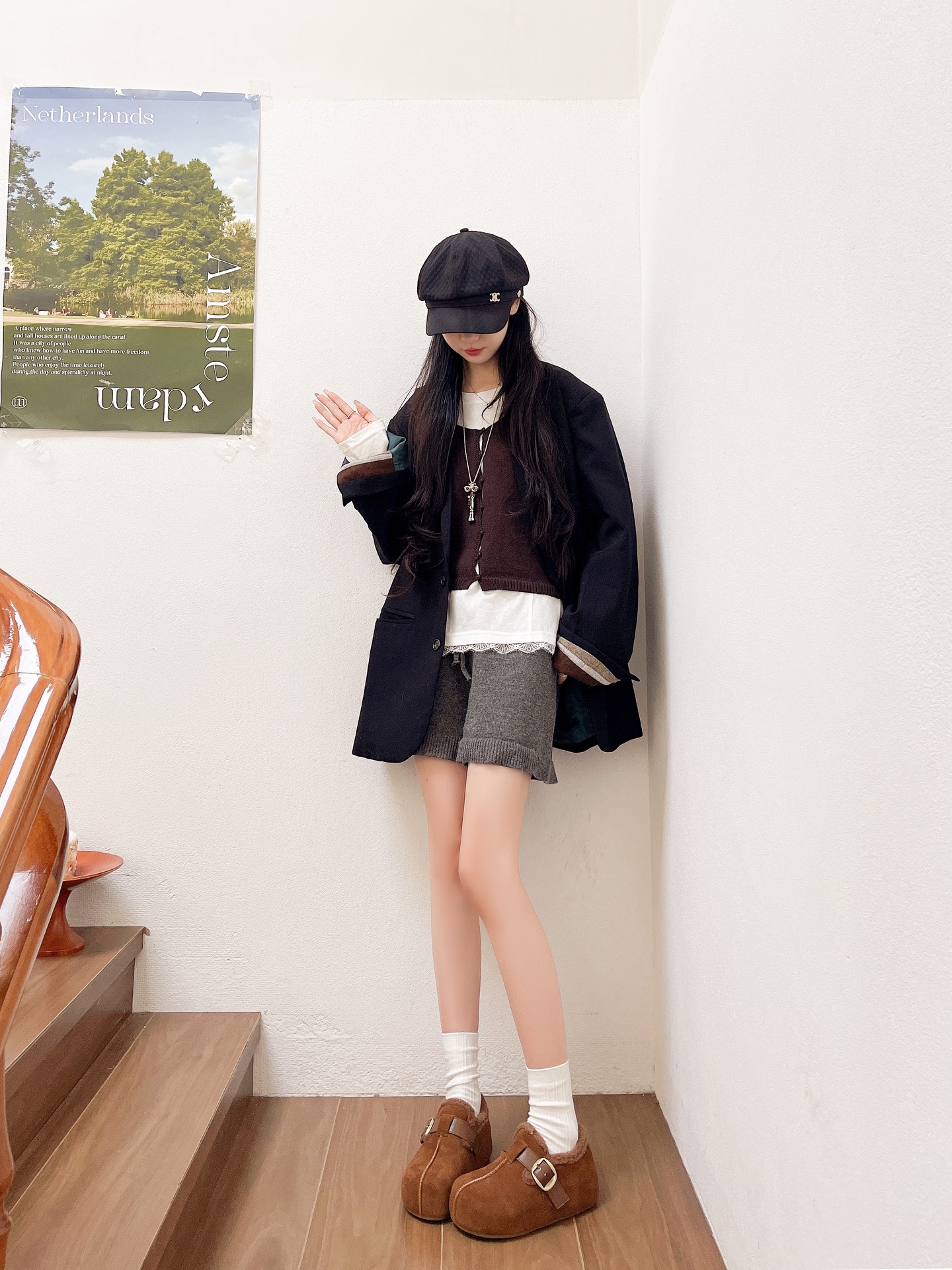 老黄精选~09冬季加绒加厚毛毛鞋豆豆鞋勃肯鞋软底软底室内外女鞋