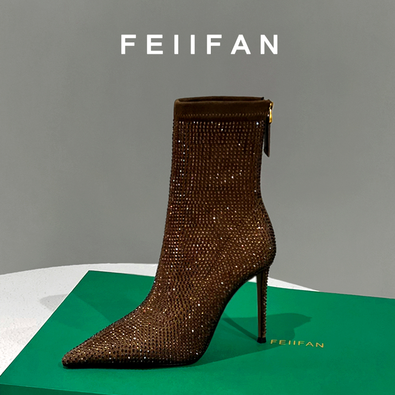 尖头短靴2025秋冬新款女士细跟高级感不累脚绝美高跟鞋3934