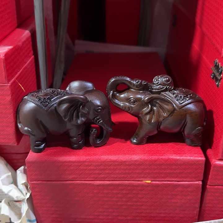 木黑檀木10如意上下象一对