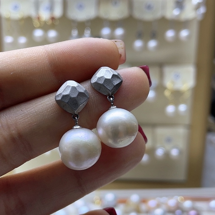 淡水珍珠耳饰银S925镶嵌