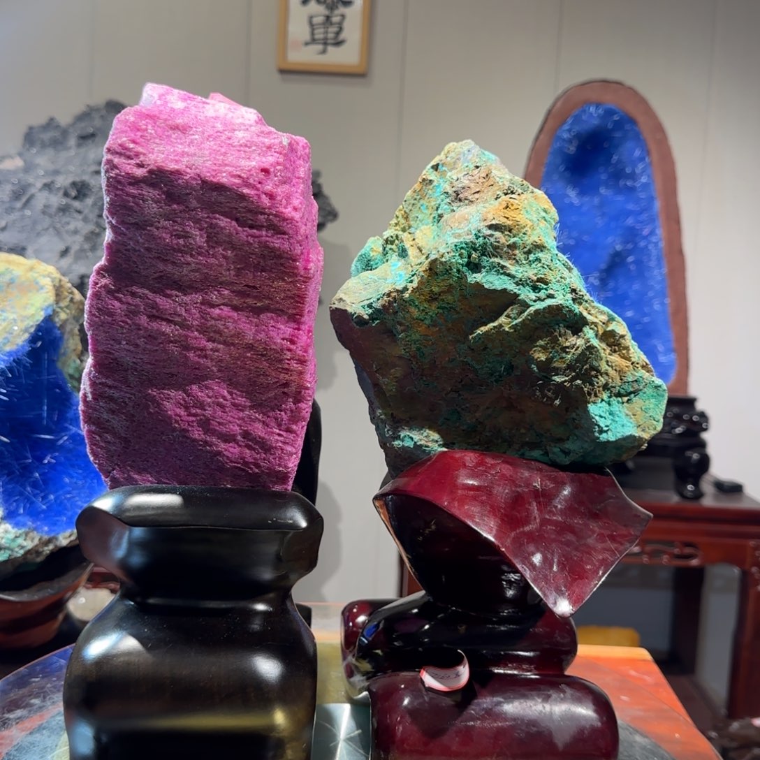 紫砂矿物晶体摆件红纲玉曾