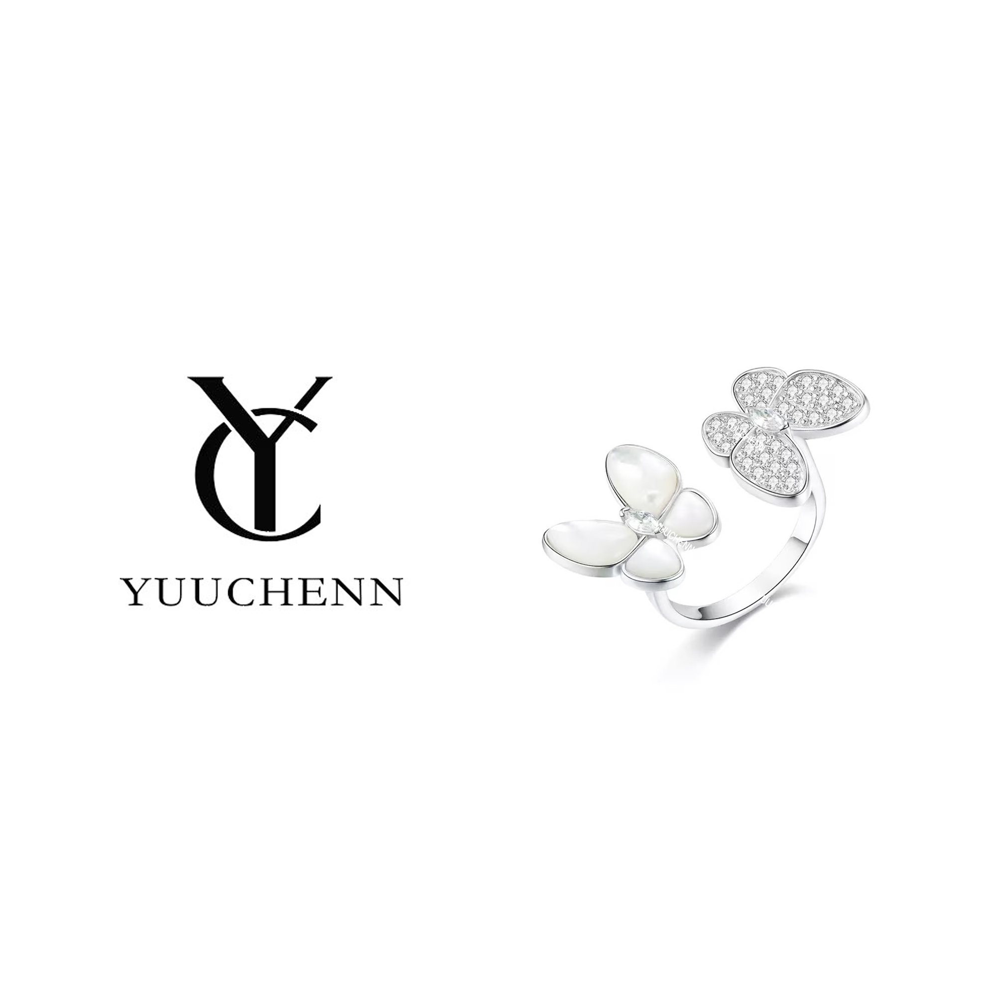925银戒指 YUUCHENN 【Butterfly 系列】指间戒女款 银色