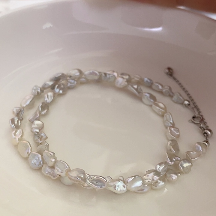 项链银S925镶嵌淡水珍珠