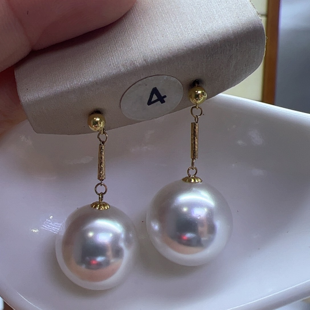 淡水珍珠耳饰18K金镶嵌