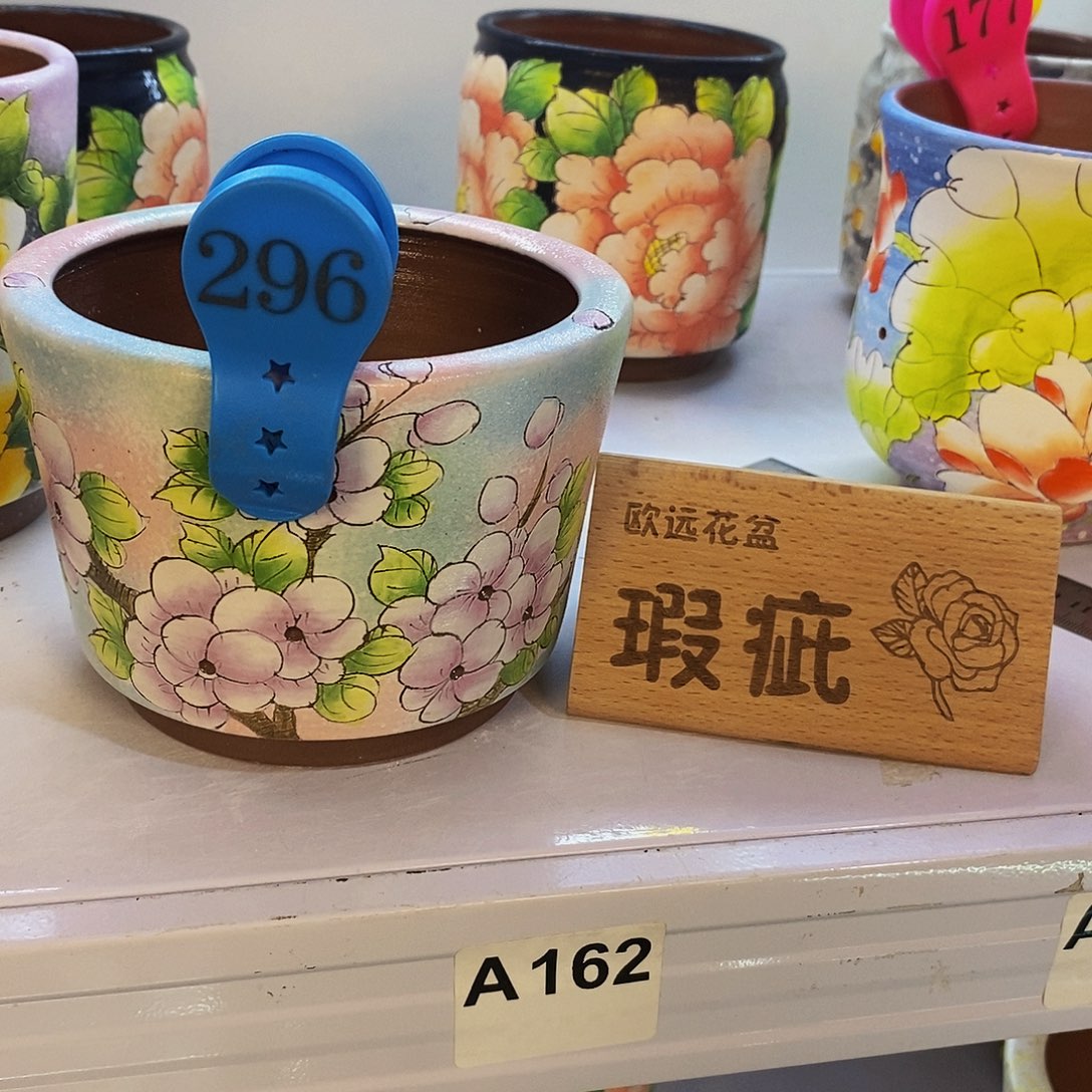 紫砂花盆红陶手绘花盆
